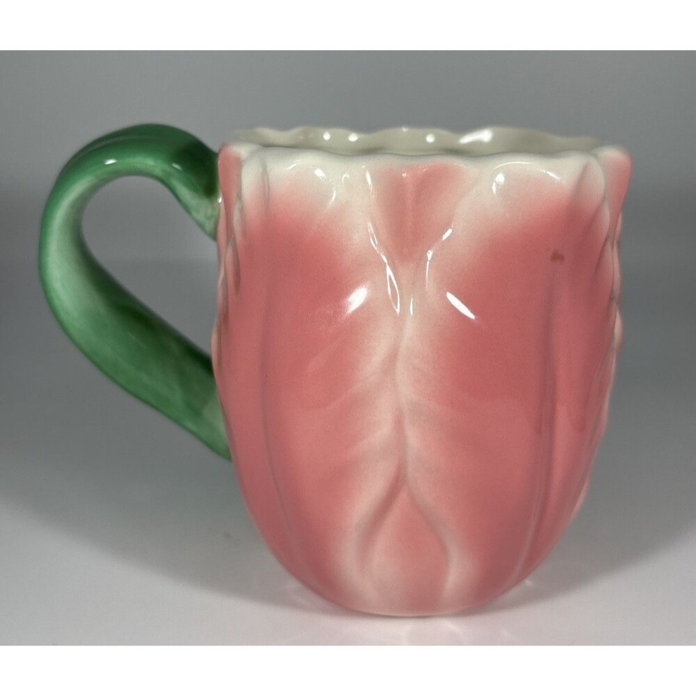 Williams-Sonoma Pink Tulip Flower 16 oz Coffee Tea Mug GUC